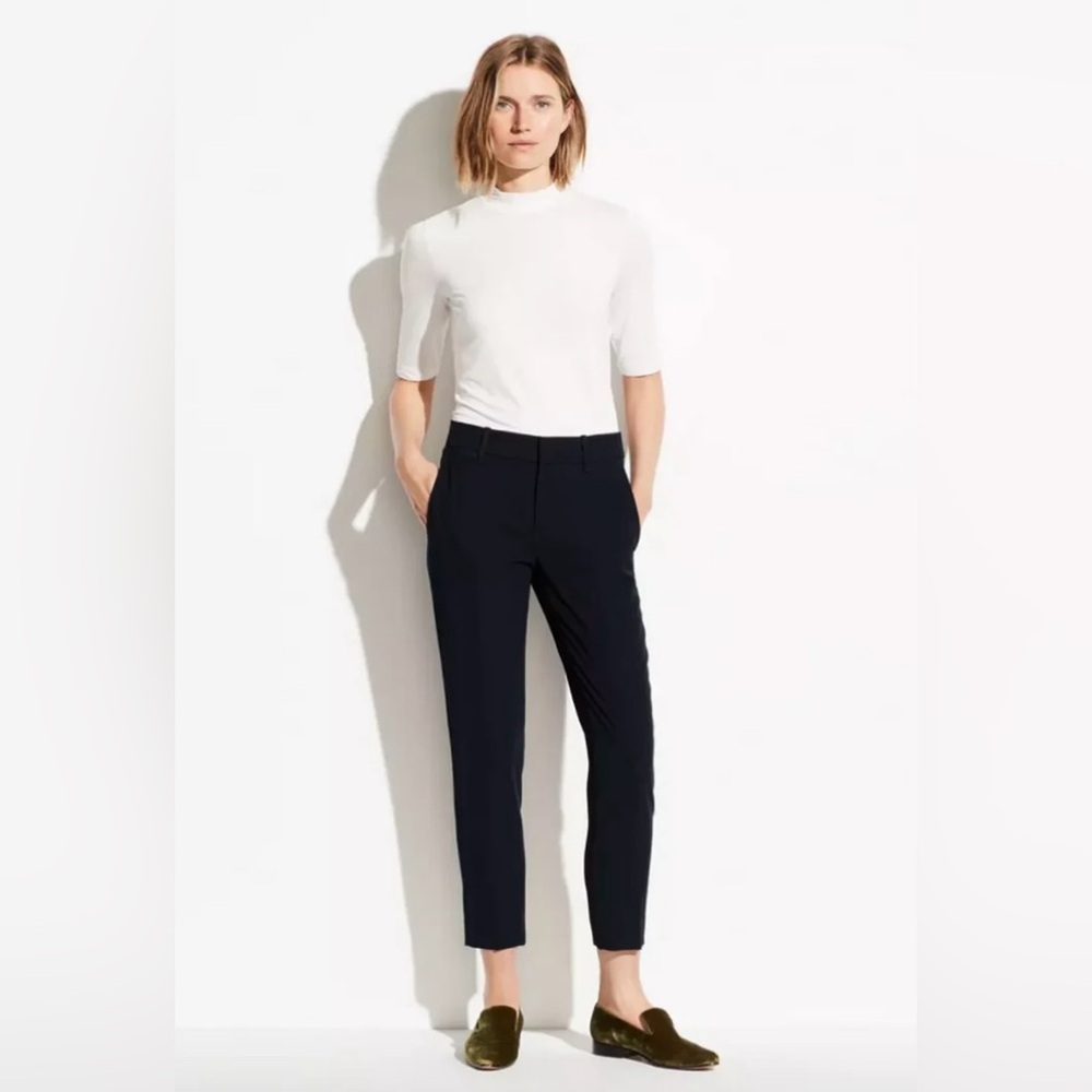 Vince Black Tapered Trousers In Japanese Crepe Size 16 - Picture 3 of 14